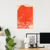 Japanese Crane Kimono Art Print Vermilion Red Wall Poster (Heimbüro)
