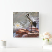 Japanese Crane “Longevity” Quadratische Wanduhr (Zuhause)