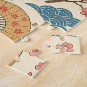 Japanese Crane Sakura Pattern Jigsaw Puzzle  (Seite)