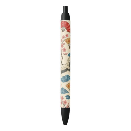 Japanese Crane Sakura Pattern Pen – Traditional Kugelschreiber (Vorderseite Vertikal)
