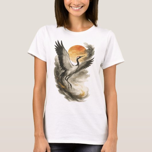 【Japanese Crane Spirit Art Women’s T-Shirt】 T-Shirt (Vorderseite)