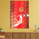 Japanese crane sun Japan sakura red Canvas Art Leinwanddruck (Insitu (Wohnzimmer))