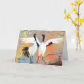 Japanese Cranes Greeting Card Karte (Gelbe Blume)