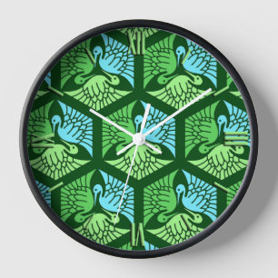Japanese Cranes, Jade Green and Light Blue Uhr