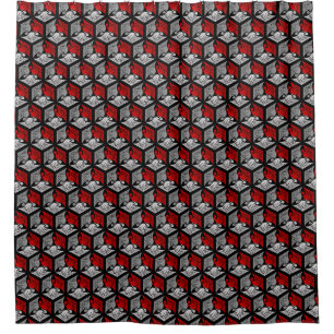 Japanese Cranes, Red, Gray / Grey and Black Duschvorhang