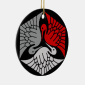 Japanese Cranes, Red, Gray / Grey and Black Keramik Ornament (Rechts)