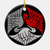 Japanese Cranes, Red, Gray / Grey and Black Keramik Ornament (Hinten)
