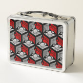 Japanese Cranes, Red, Gray / Grey and Black Metall Lunch Box (Rückseite)