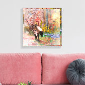 JAPANESE CRANES "Rising Sun" Canvas Print Leinwanddruck (Insitu (Wohnzimmer))