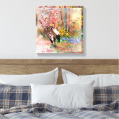 JAPANESE CRANES "Rising Sun" Canvas Print Leinwanddruck (Insitu (Schlafzimmer))