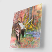 JAPANESE CRANES "Rising Sun" Quadratische Wanduhr (Winkel)