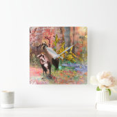 JAPANESE CRANES "Rising Sun" Quadratische Wanduhr (Zuhause)