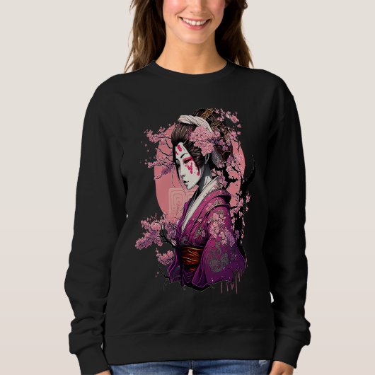 Japanese Culture Samurai Geisha Sakura Cherry Blos Sweatshirt (Vorderseite)