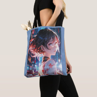 Japanese Cyberpunk Anime Girl Poster | Neon City Tasche