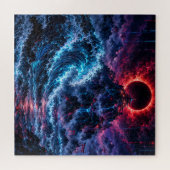 Japanese Cyberpunk Mountain Wave Eclipse Poster Puzzle (Horizontal)