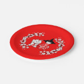 Japanese Doll - Kokeshi and Maneki Neko Cat Pappteller (Schrägansicht)