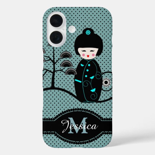 Japanese Doll Polka Dot Personalised Case-Mate iPhone Hülle (Rückseite)