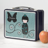 Japanese Doll Polka Dot Personalised Metall Brotdose (Beispiel)