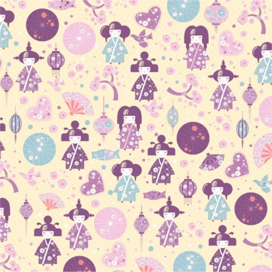 Japanese Dolls - Kokeshi Pattern Aufkleber (Vorderseite)