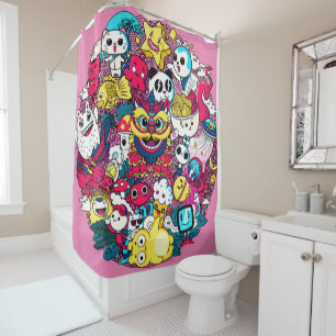Japanese Doodle Duschvorhang