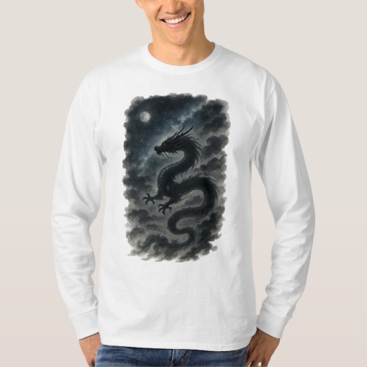 【Japanese Dragon Moon Long Sleeve T-Shirt】 T-Shirt (Vorderseite)