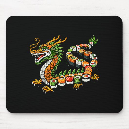 Japanese Dragon Sushi Funny Japanese Food Art Men  Mousepad (Vorne)