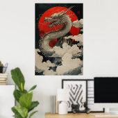 Japanese Dragon Ukiyo-e – Mythical Power Poster (Heimbüro)