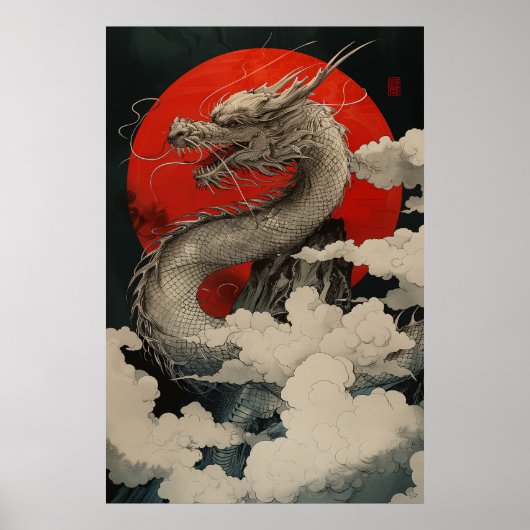 Japanese Dragon Ukiyo-e – Mythical Power Poster (Vorne)