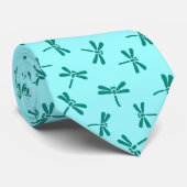 Japanese Dragonfly Pattern, Turquoise and Aqua Krawatte (Gerollt)