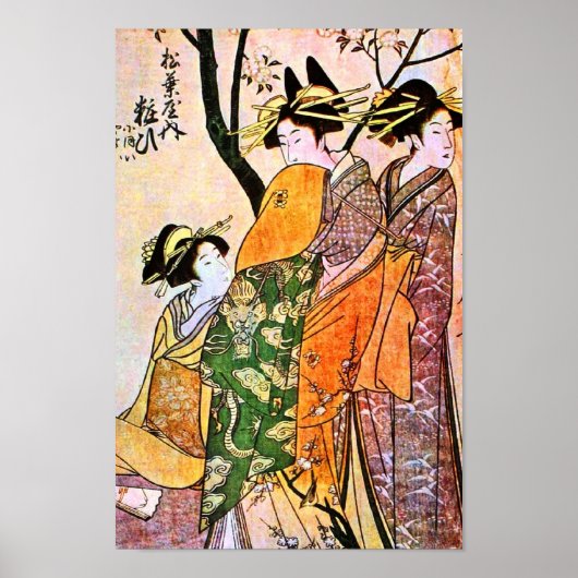 Japanese Engraving of Three Geisha Poster (Vorne)