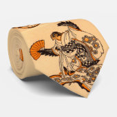 Japanese fairytale The Tongue Cut Sparrow print  Krawatte (Gerollt)