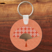 Japanese Fan, Shippo Motif, Mandarin Orange Keycha Schlüsselanhänger (Vorderseite)