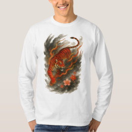 【Japanese Fire Tiger Long Sleeve T-Shirt】 T-Shirt