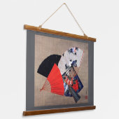 Japanese Five Fans, Hokusai, Ukiyoe Wandteppich Mit Holzrahmen (Gewinkelt)