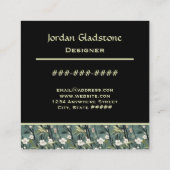 Japanese Floral Bamboo Sage Green Black Template Quadratische Visitenkarte (Rückseite)