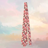 Japanese Floral Blossoms in White on Pink Burgundy Krawatte