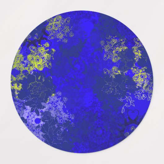 Japanese floral blue patterns etiketten (Design 1)