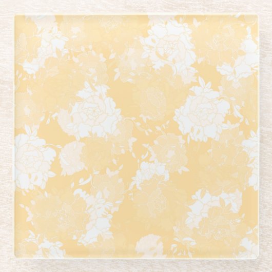 Japanese floral orange patterns glasuntersetzer (Vorderseite)