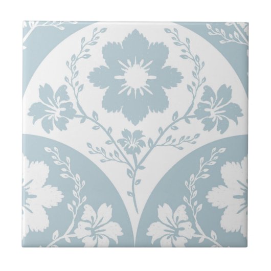 Japanese Floral Pattern in Soft Blue and White Fliese (Vorderseite)