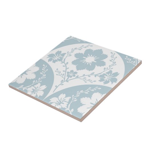 Japanese Floral Pattern in Soft Blue and White Fliese (Seite)
