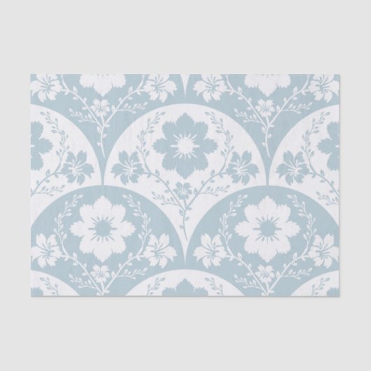Japanese Floral Pattern in Soft Blue and White Seidenpapier (Vorderseite)