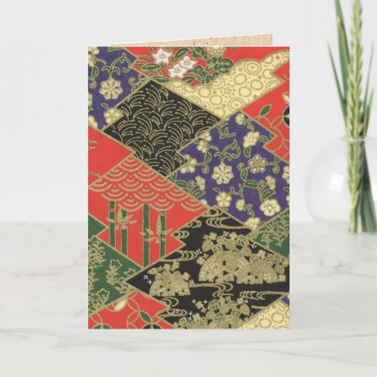 Japanese Floral Quilted Pattern Greeting Card Karte (Vorderseite)