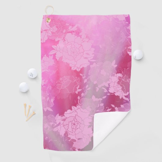 Japanese flowers pink patterns golfhandtuch (Insitu)