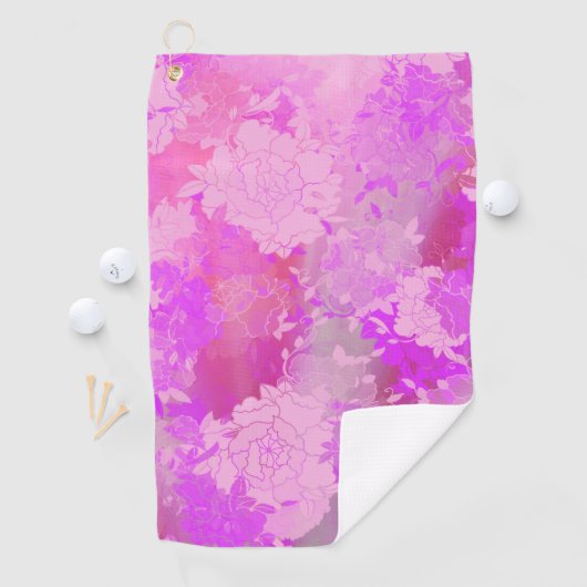 Japanese flowers pink patterns golfhandtuch (Insitu)