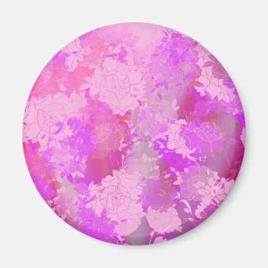 Japanese flowers pink patterns magnet (Vorne)