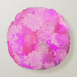 Japanese flowers pink patterns rundes kissen