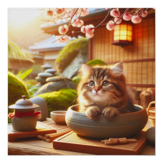Japanese fluffy brown tabby cat poster (Vorderseite)