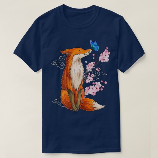 Japanese Fox Cherry blossom Flower sakura trees Ka T-Shirt (Design vorne)