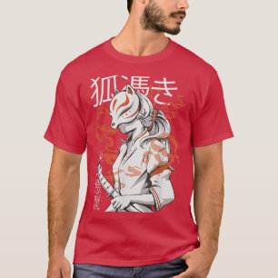 Japanese Fox Cute Funny Anime Kawaii Kitsune Kami T-Shirt