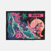 Japanese Fox Surfing Wave Great Wave Japan Fleecedecke (Vorderseite (Horizontal))
